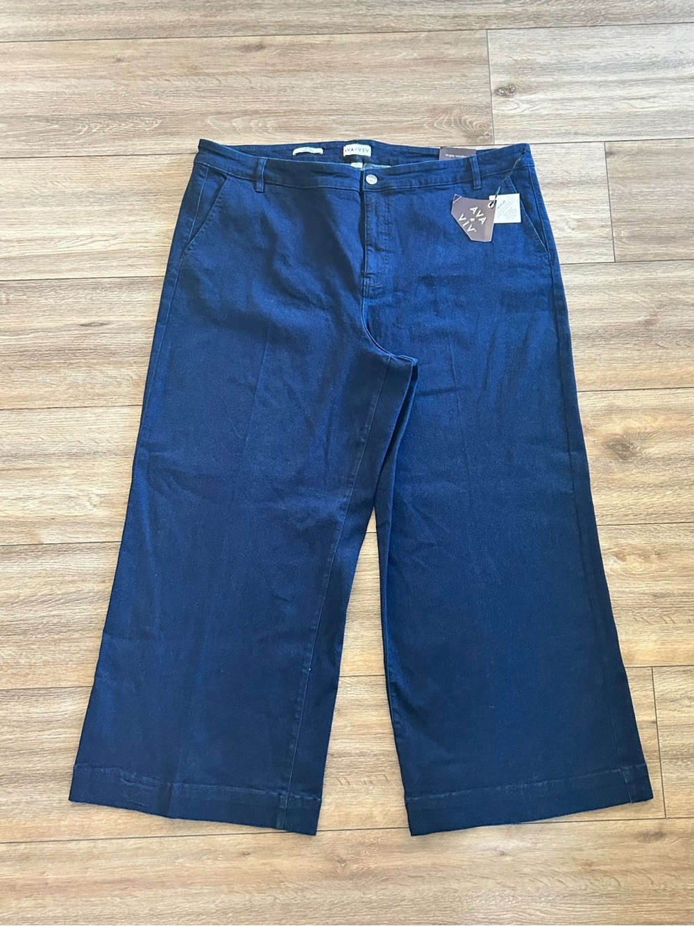 Ava & Viv Wide Leg Dark Blue Women's Jeans Plus Size 26R Relaxed Fit